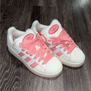 Adidas Pink and White Sneakers with Sporty Design